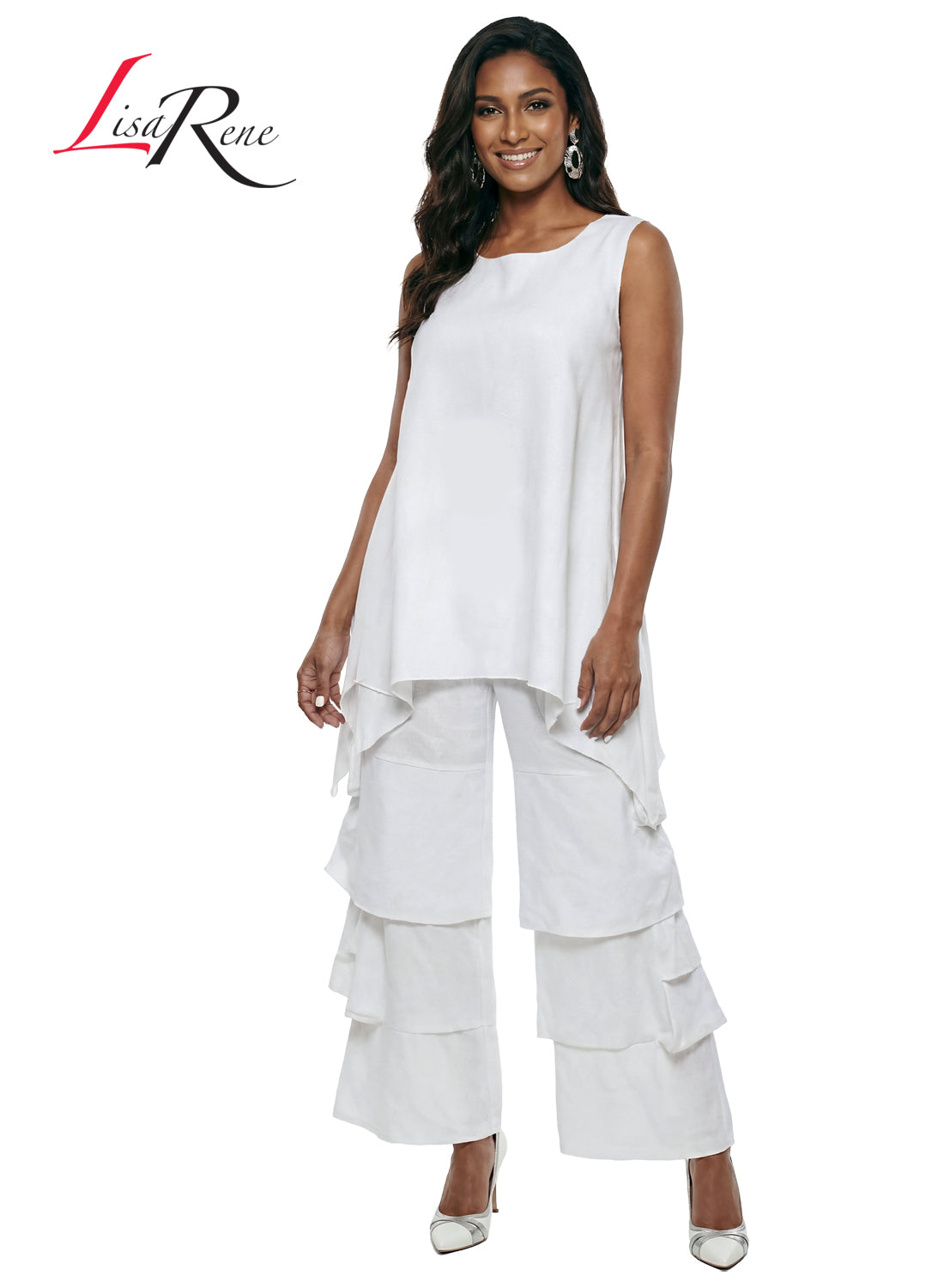Lisa Rene' , 2Pc. Tunic & Pant Set, Linen/Viscose Fabric