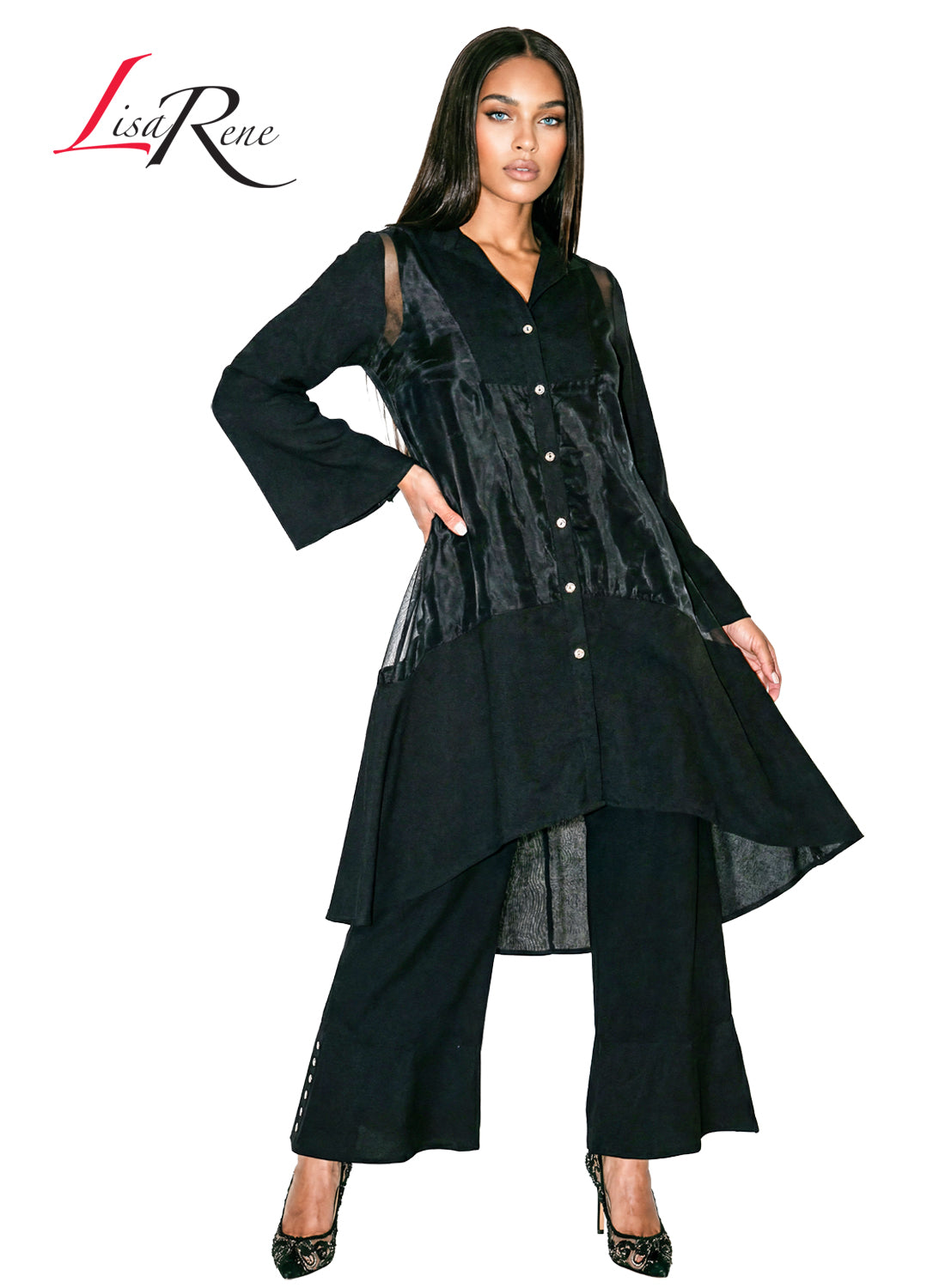 Lisa Rene' , 3Pc. Jacket, Cami & Pant Set, Linen/Viscose & Organza Fabrics