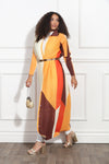 Luxe Moda LM-385,1 Pc. Dress / Cardigan,Orange/Multi