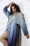 Luxe Moda LM-404, 1 Pc. Duster, Grey/Blue Ombre