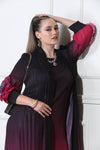 Luxe Moda LM-418, 2 Pc. Dress & Duster, Black/Berry