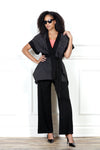 Luxe Moda LM-427, 2 Pc. Kimono & Pant Set, Black