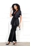 Luxe Moda LM-427, 2 Pc. Kimono & Pant Set, Black