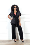 Luxe Moda LM-427, 2 Pc. Kimono & Pant Set, Black