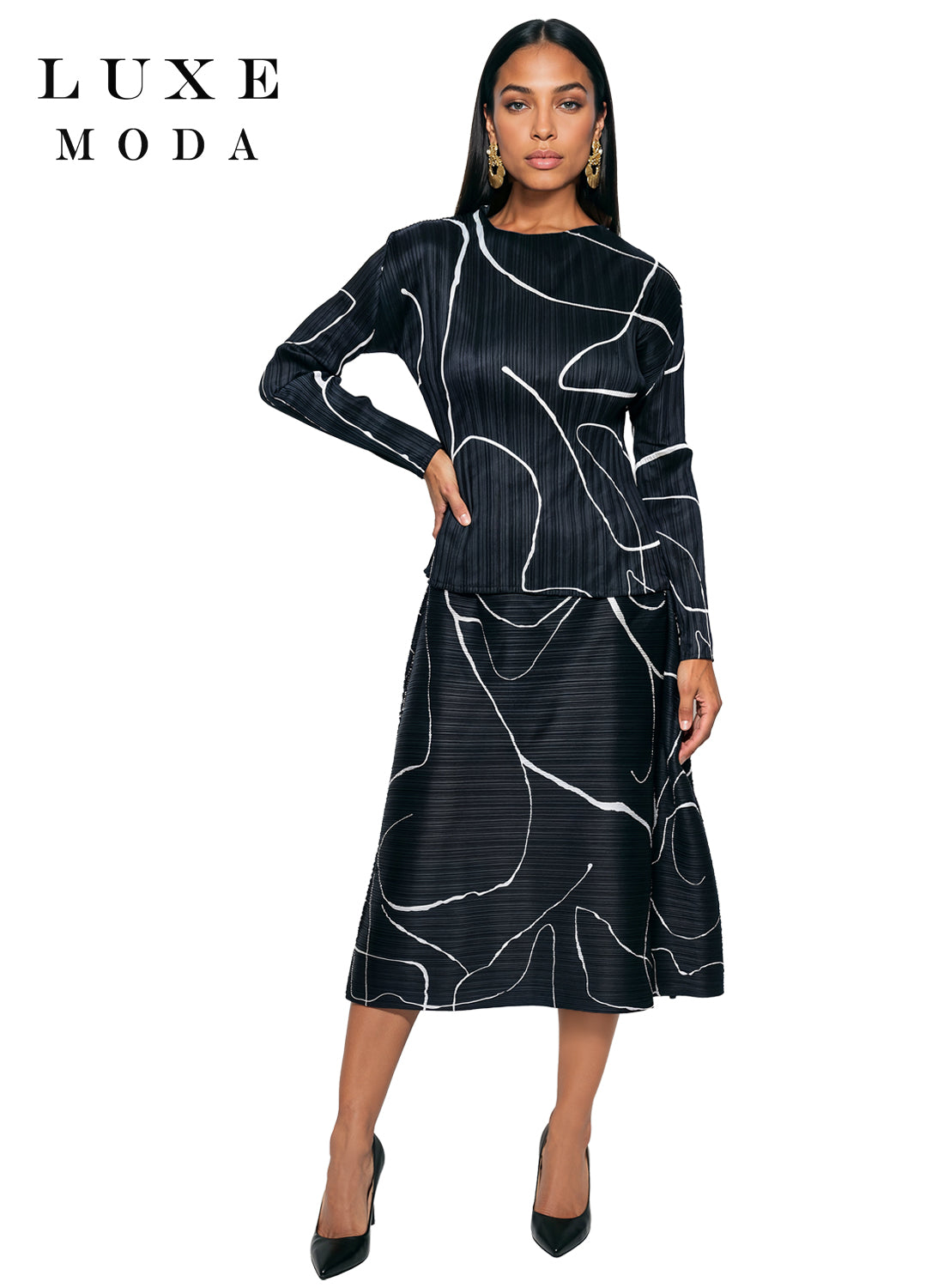 Luxe Moda.  Style LM-527 - 2pc. Top & Skirt Set