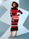 LTQ KNITS Style 17512,Black/Red/White,1 Pc. Dress