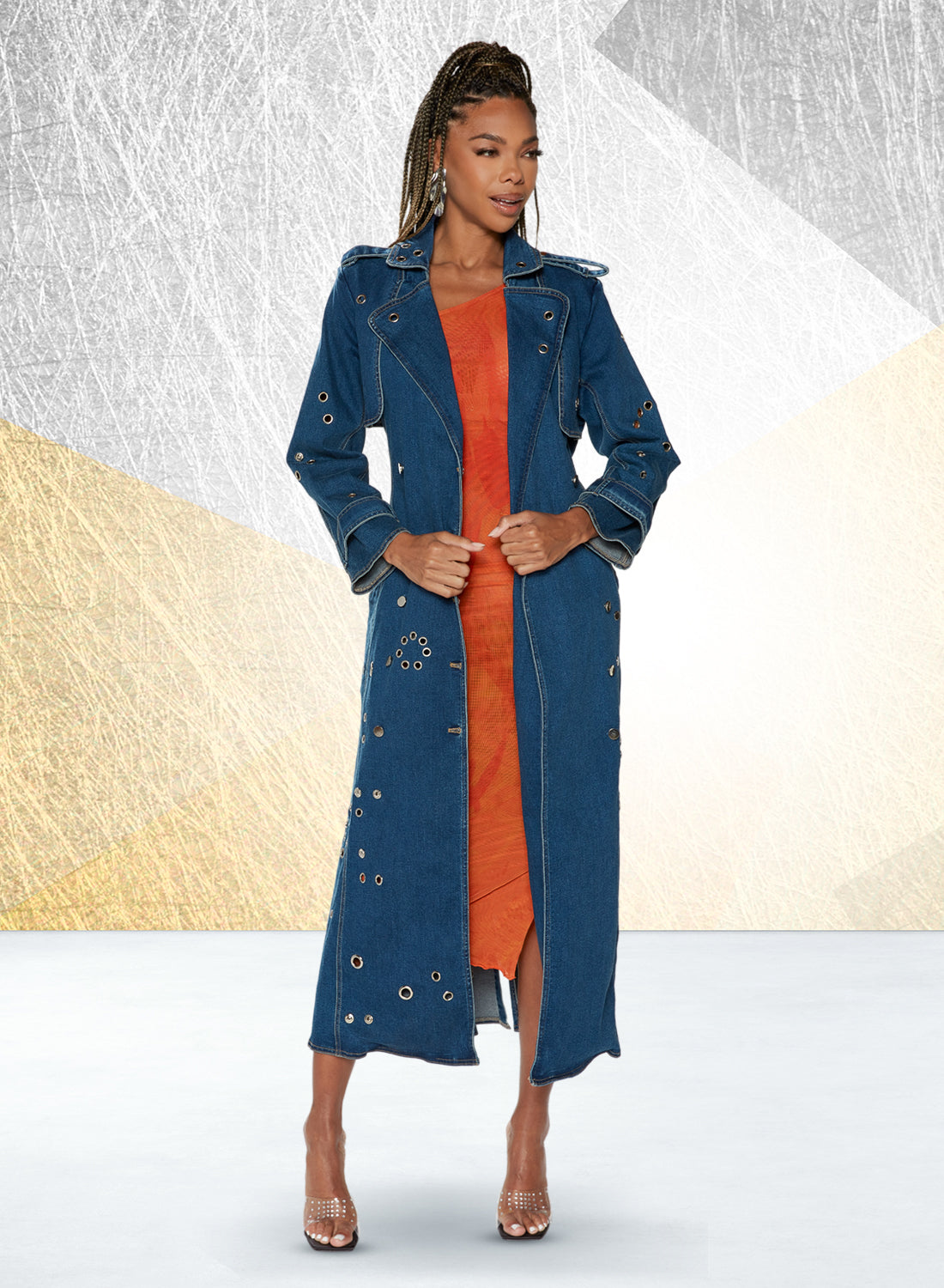 Donna Vinci Jeans Style 8491,BLUE, 1 Pc. Dress