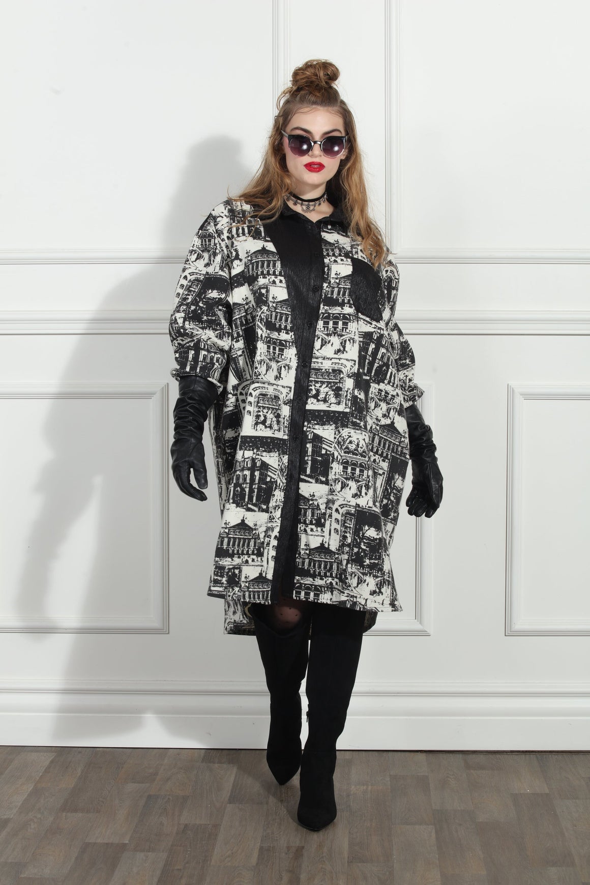 Luxe Moda Style LM-249,1 Pc. Coat,BEIGE/BLACK