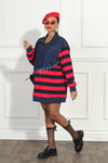 Luxe Moda Style LM-317,1 Pc. Tunic,RED/NAVY